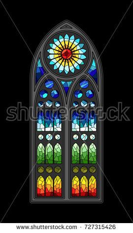 270x470 Vector Stained Glass Gothic Window Design Retail Store Window