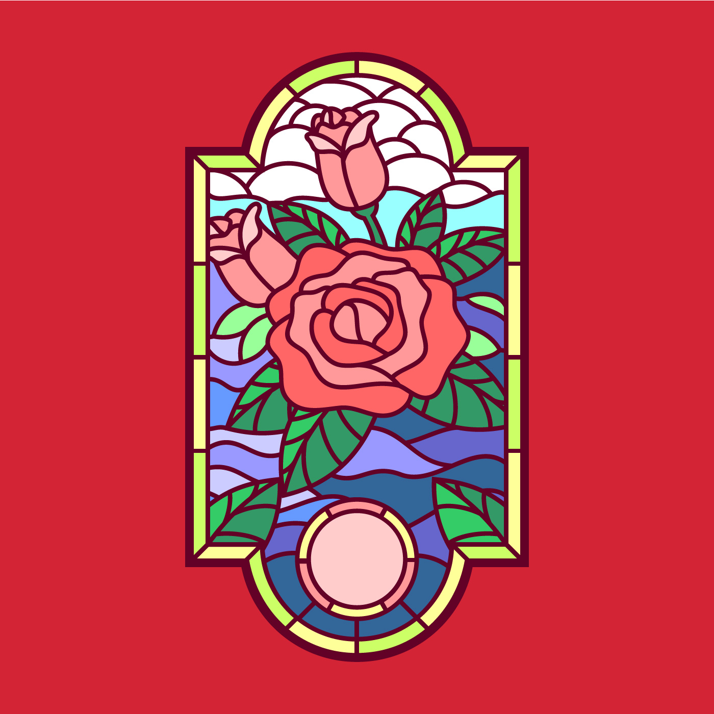 1400x1400 Rose Stained Glass Window Vector Download Free Vector, Stained