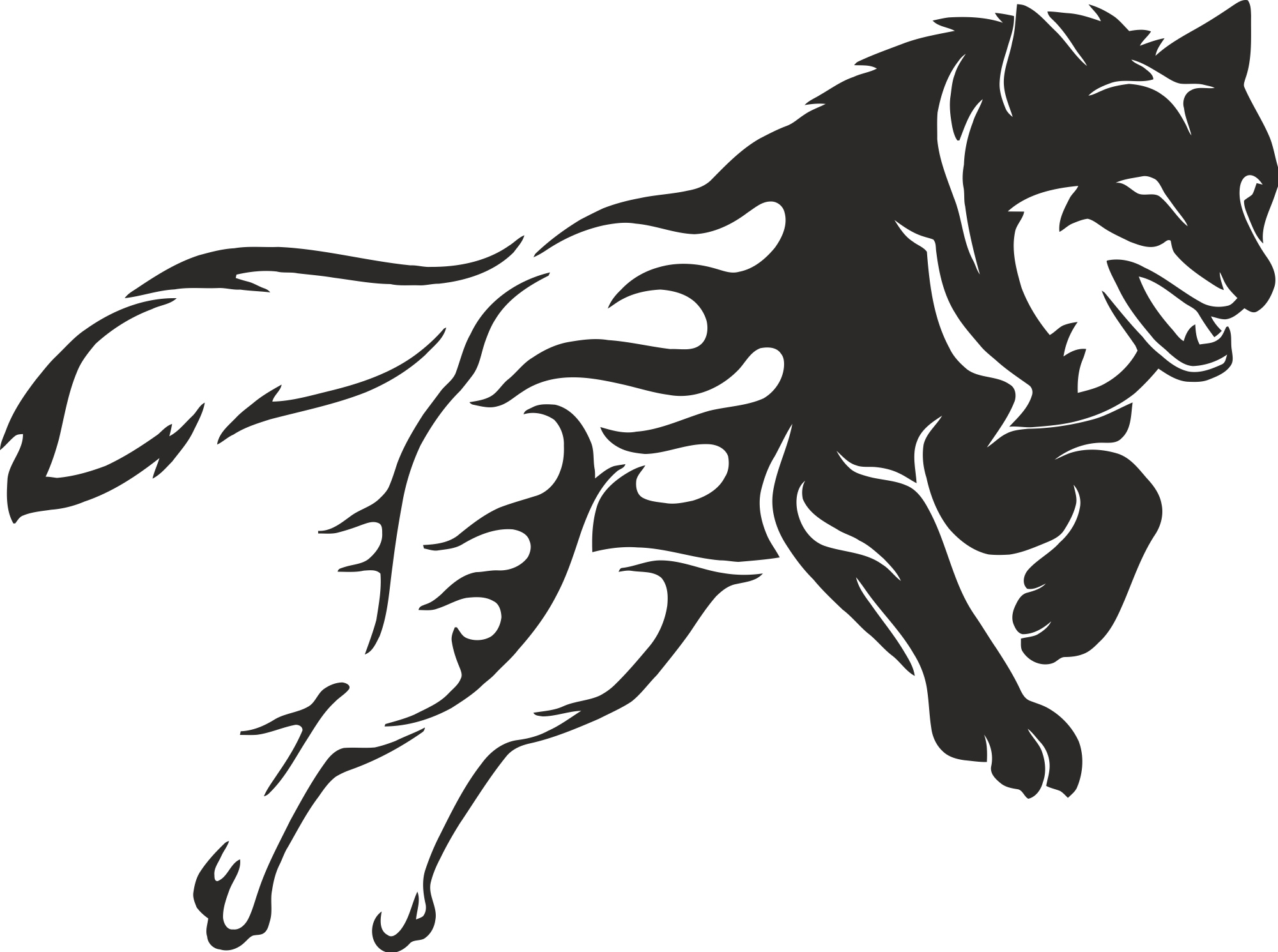 2000x1491 Wolf Stencil Free Vector Download In Cdr