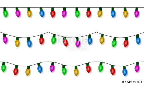 500x294 Christmas Lights String Vector, Color Garland Set Isolated