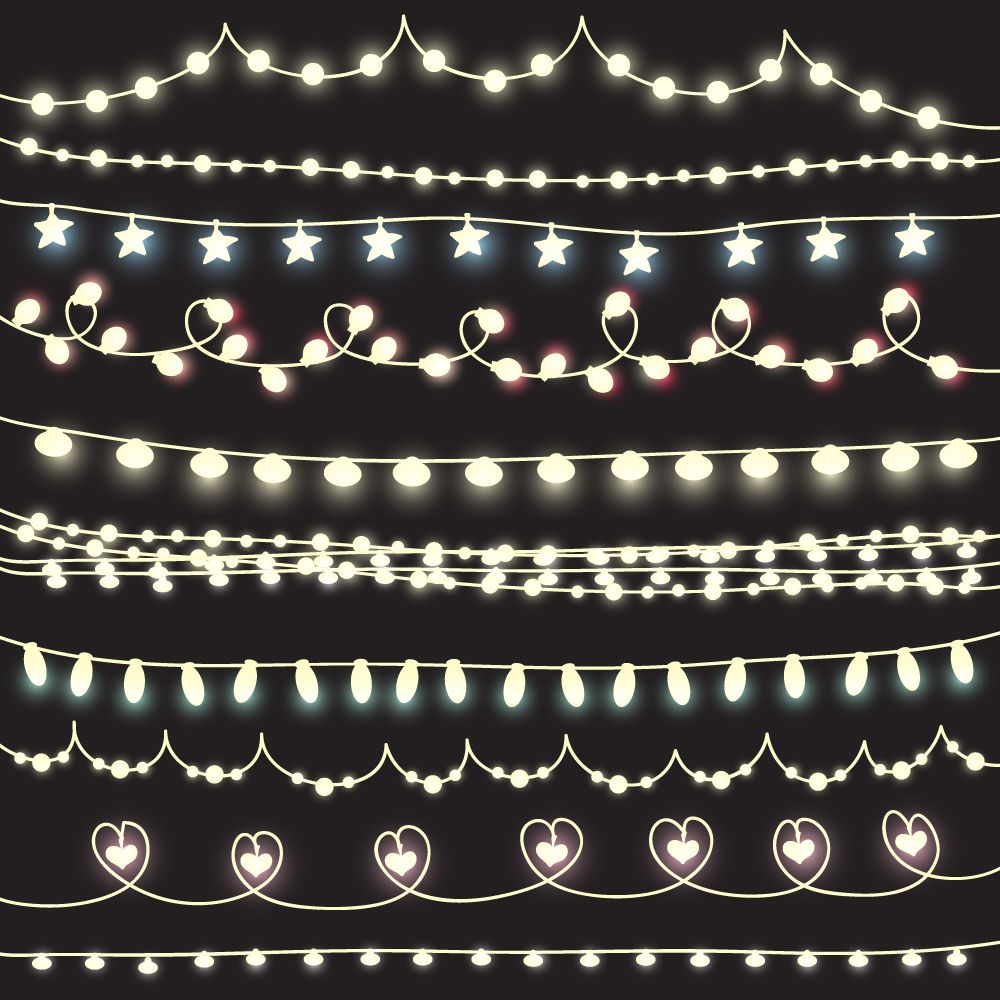 1000x1000 Cute Lights Borders Vector Set Vector Christmas Lights