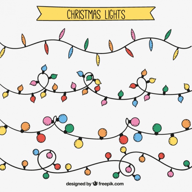 626x626 Pack Of Hand Drawn Christmas String Lights Vector Free Download