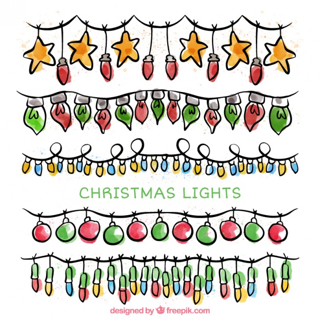 626x626 Set Of String Lights And Hand Drawn Christmas Elements Vector