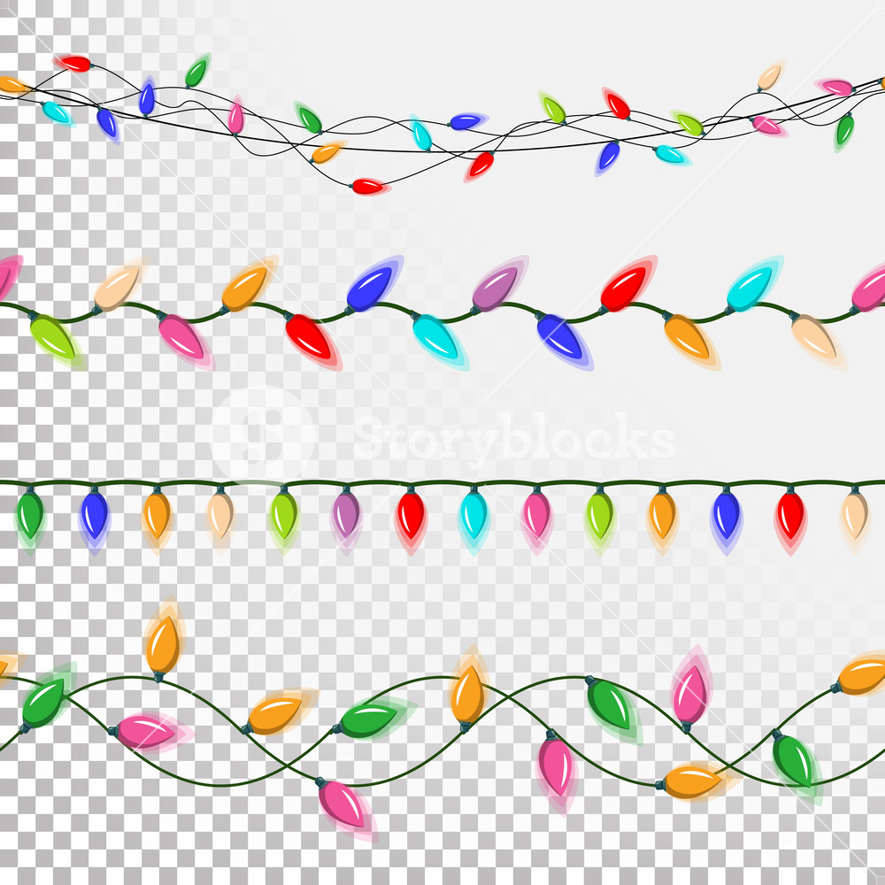 1000x1000 Christmas Lights String Vector Flat Garlands, Christmas Party