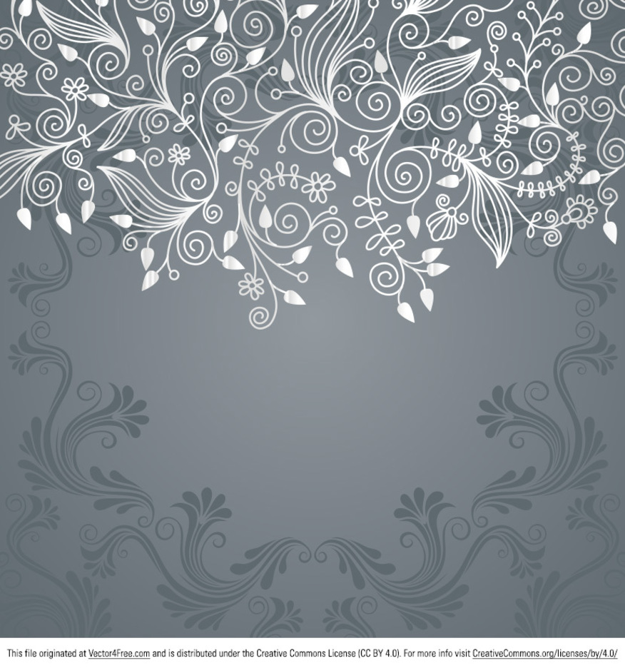 876x936 Grey Floral Swirl Vector Background