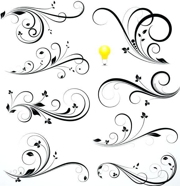 577x596 Free Vector Swirls And Flowers