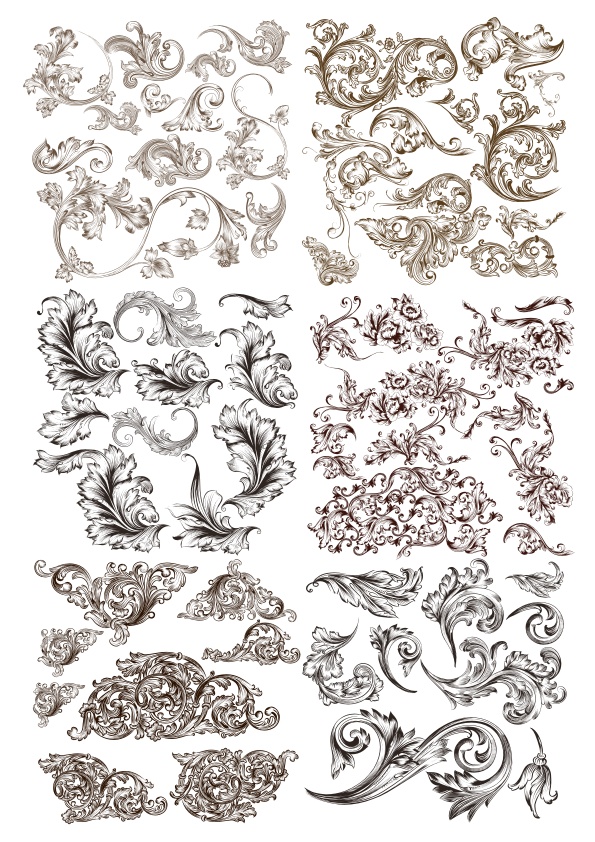 595x842 Swirls Baroque Decor Set Free Vector Download In Cdr