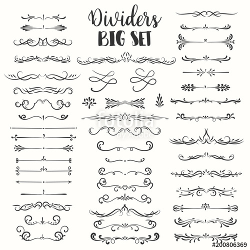500x500 Decorative Flourishes Hand Drawn Dividers Vector Swirls
