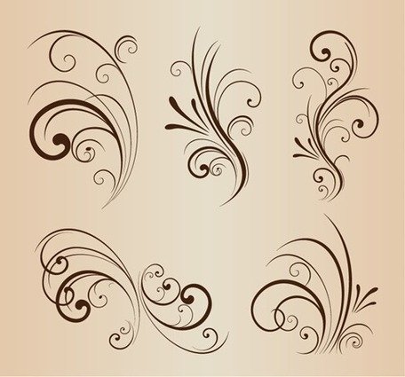 456x425 Free Vector Set Of Swirling Flourishes Decorative Floral Elementss