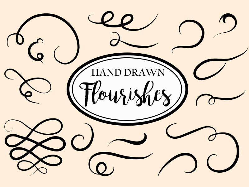 800x600 Hand Drawn Vector Decorative Flourishes