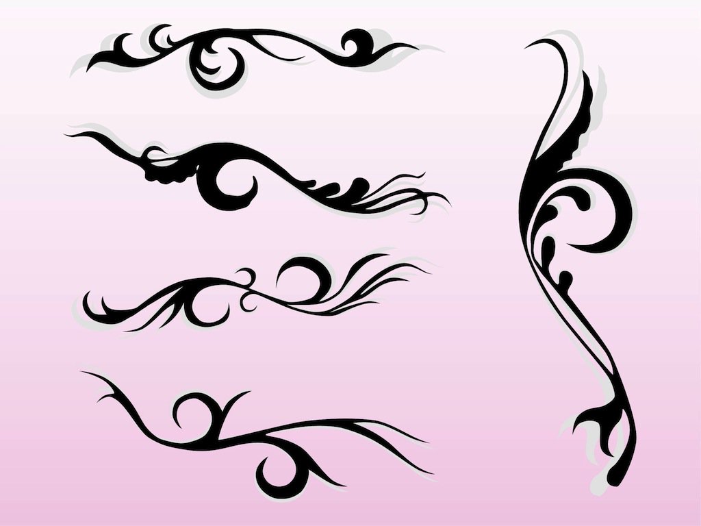1024x768 Swirling Flourishes Vector Art Graphics