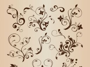310x233 Swirling Flourishes Decorative Floral Elements Vector Set Free