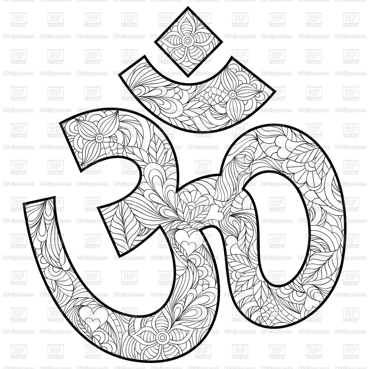 1200x1200 Floral Hand Drawn Om Symbol Vector Image Of Signs, Symbols, Maps