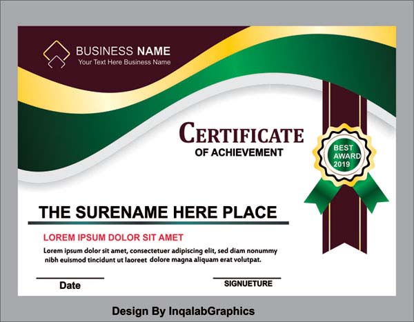 Certificate Template Cdr Free Vector Templates Download Graphic 600x467 Certificate Template Cdr Free Vector Templates Download Graphic
