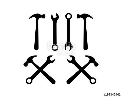 Crossed Hammer And Wrench Tool Sign Symbol Icon Silhouette Logo 500x400 Crossed Hammer And Wrench Tool Sign Symbol Icon Silhouette Logo
