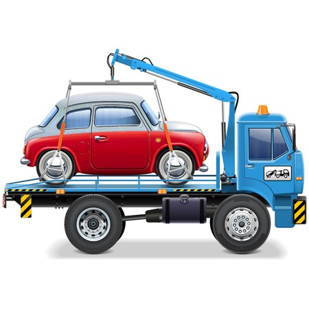 450x450 Vector Tow Truck With Automobile Isolated On White Background