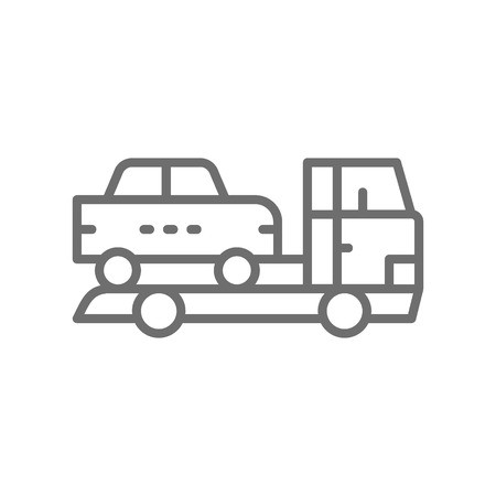 450x450 Vector Tow Truck, Car Evacuation Line Icon Symbol And Sign