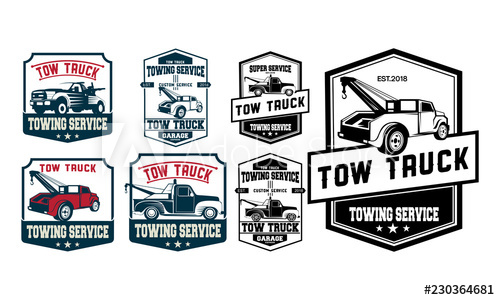 500x300 Vintage Car Tow Truck Emblems, Labels And Design Elements Set