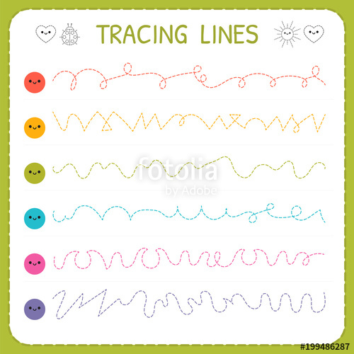 500x500 Tracing Lines Basic Writing Worksheet For Kids Working Pages