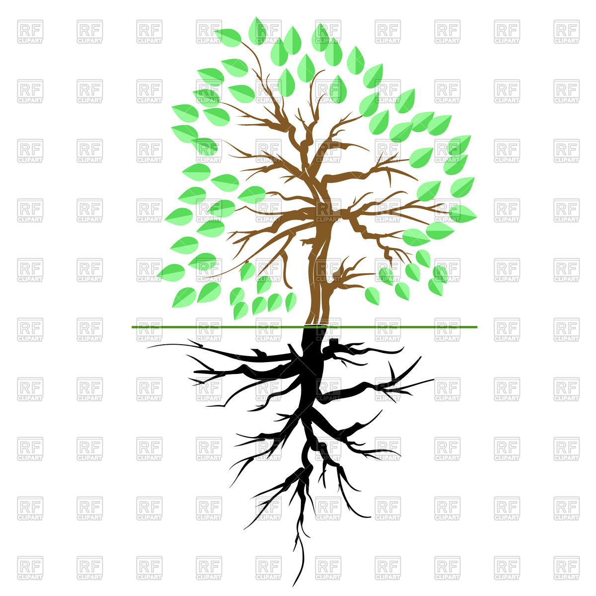 1200x1200 Green Tree With Root Vector Image Of Plants And Animals