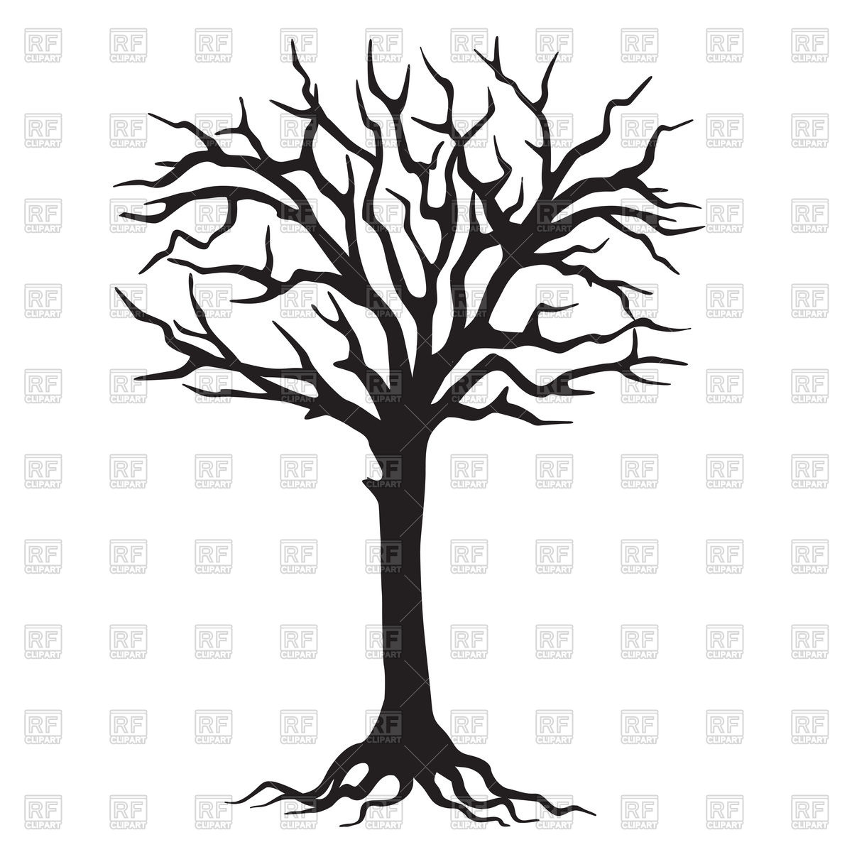 1200x1200 Hand Drawn Black Silhouette Tree With Roots Vector Image