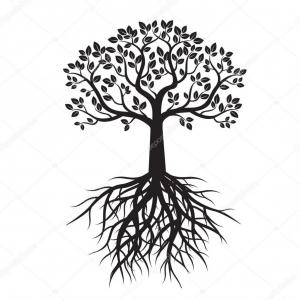 300x300 Stylized Oak Tree With Roots Retro Vector Hoodamath