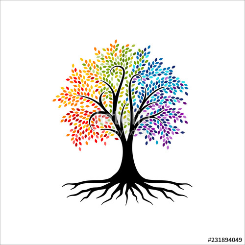 500x500 Abstract Vibrant Tree Logo Design, Root Vector