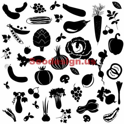425x425 Black Vector Vegetables Silhouettes Icons Graphics
