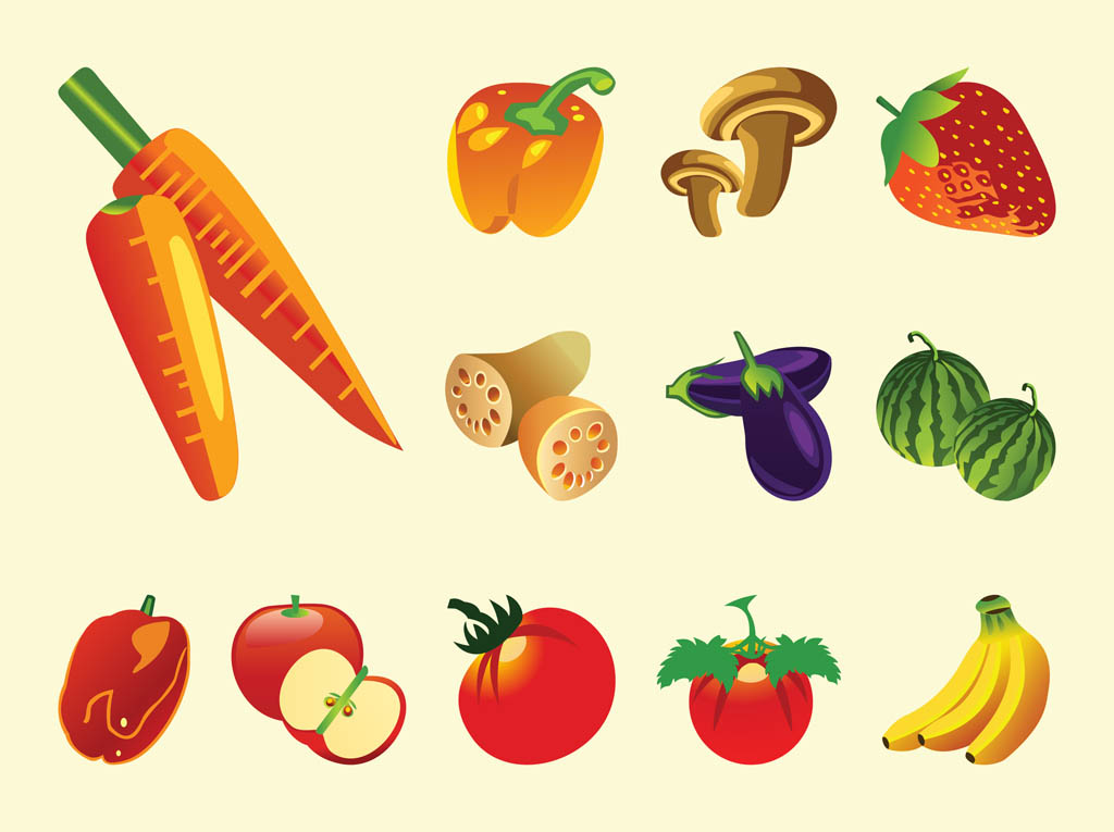 1024x765 Fruits And Vegetables Vector Vector Art Graphics