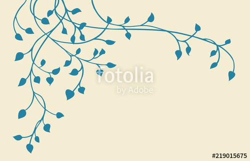 500x322 Hand Drawn Ivy And Vines In Yellow On A Blue Background