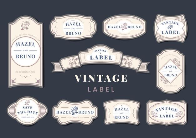 626x441 Vintage Wedding Invitation Label Vector Set Vector Free Download