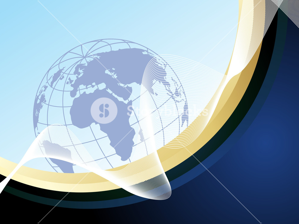 1000x750 Vector Wave Background With Globe Royalty Free Stock Image