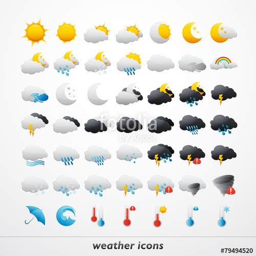 500x500 Set Of High Quality Vector Weather Icons Stock Image