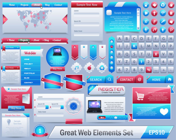 600x479 Free Vector Great Web Elements Complete Set Free Download