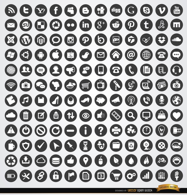600x625 Multimedia Social Web Circle Icons Set Free Vector