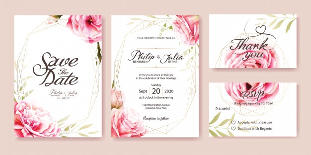 Wedding Invitation, Rsvp Card Watercolor Style Vector Vector 626x312 Wedding Invitation, Rsvp Card Watercolor Style Vector Vector
