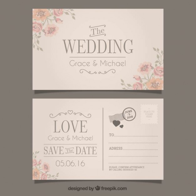 Wedding Invitation In Postcard Style Vector Free Download 626x626 Wedding Invitation In Postcard Style Vector Free Download