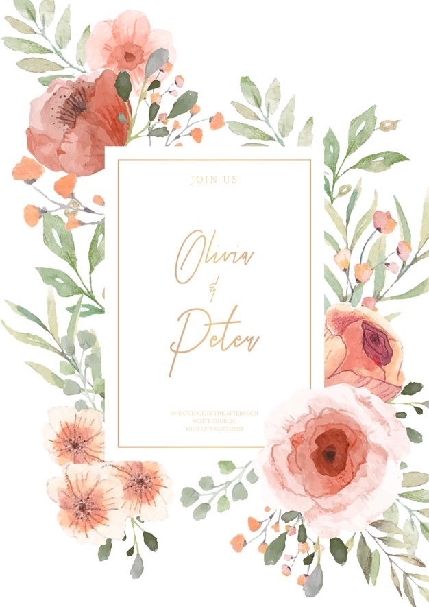 Wedding Invitation With Watercolor Flowers Ready To Print Free 626x885 Wedding Invitation With Watercolor Flowers Ready To Print Free