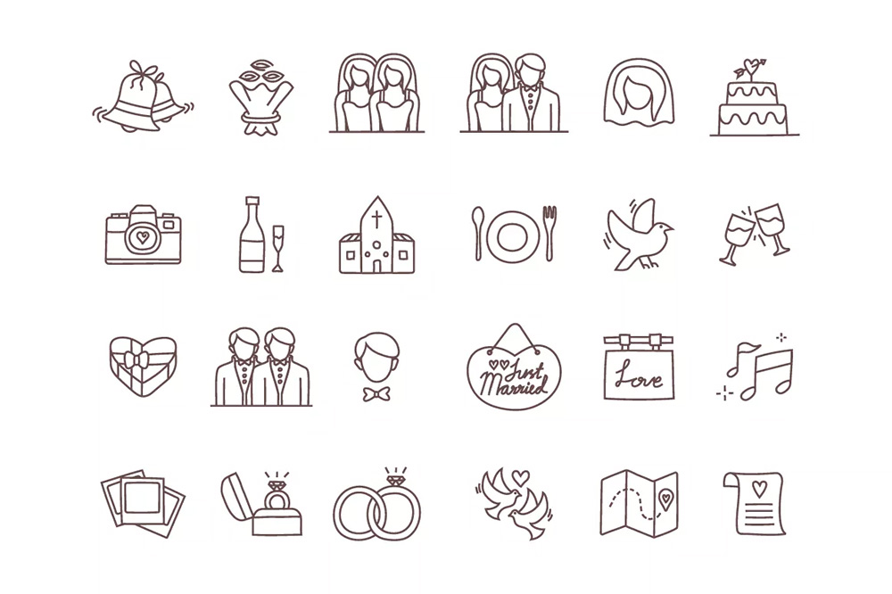 Free Vector Wedding Icons 1000x666 Free Vector Wedding Icons
