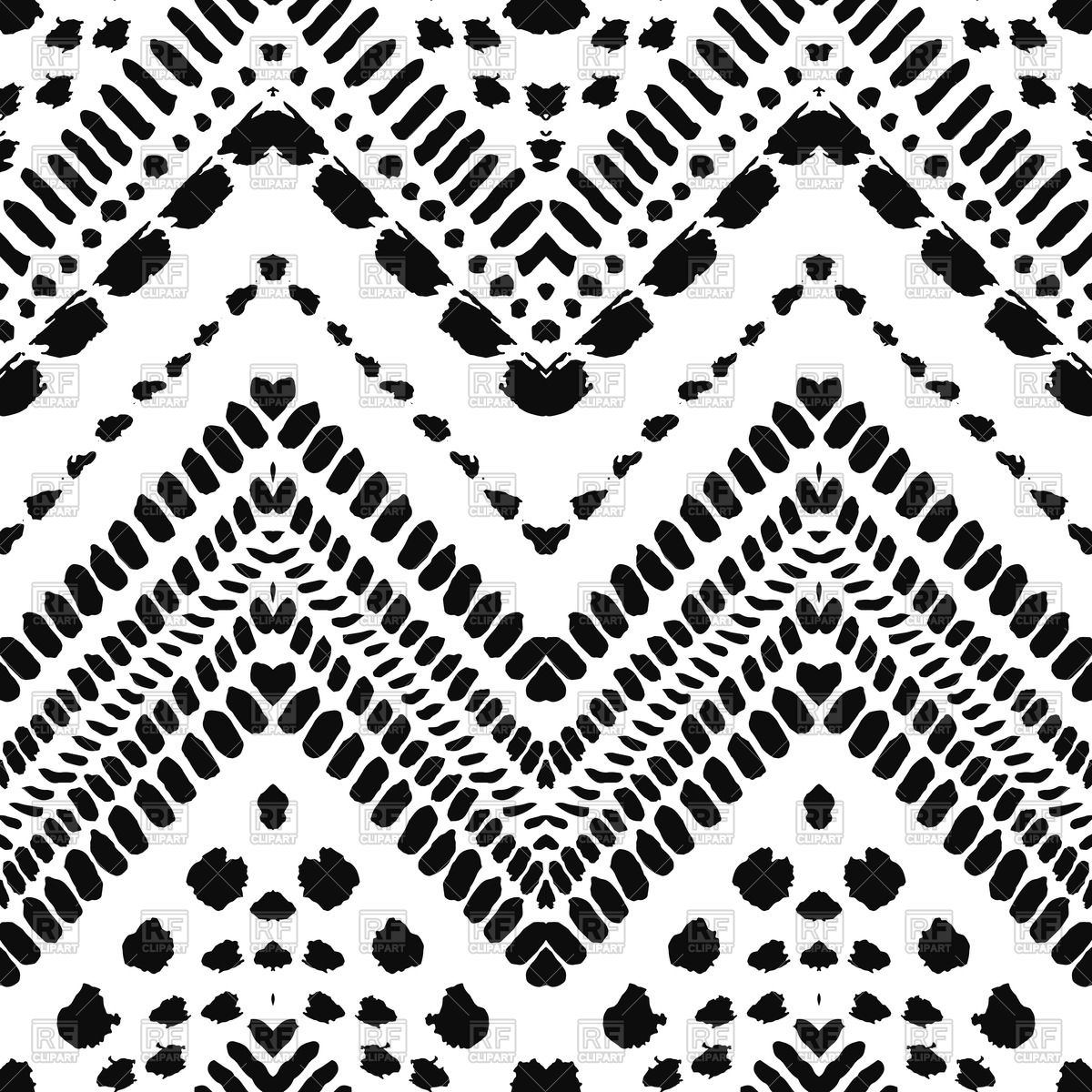 1200x1200 Black And White Ethnic Seamless Zigzag Pattern In Hand Drawn Style