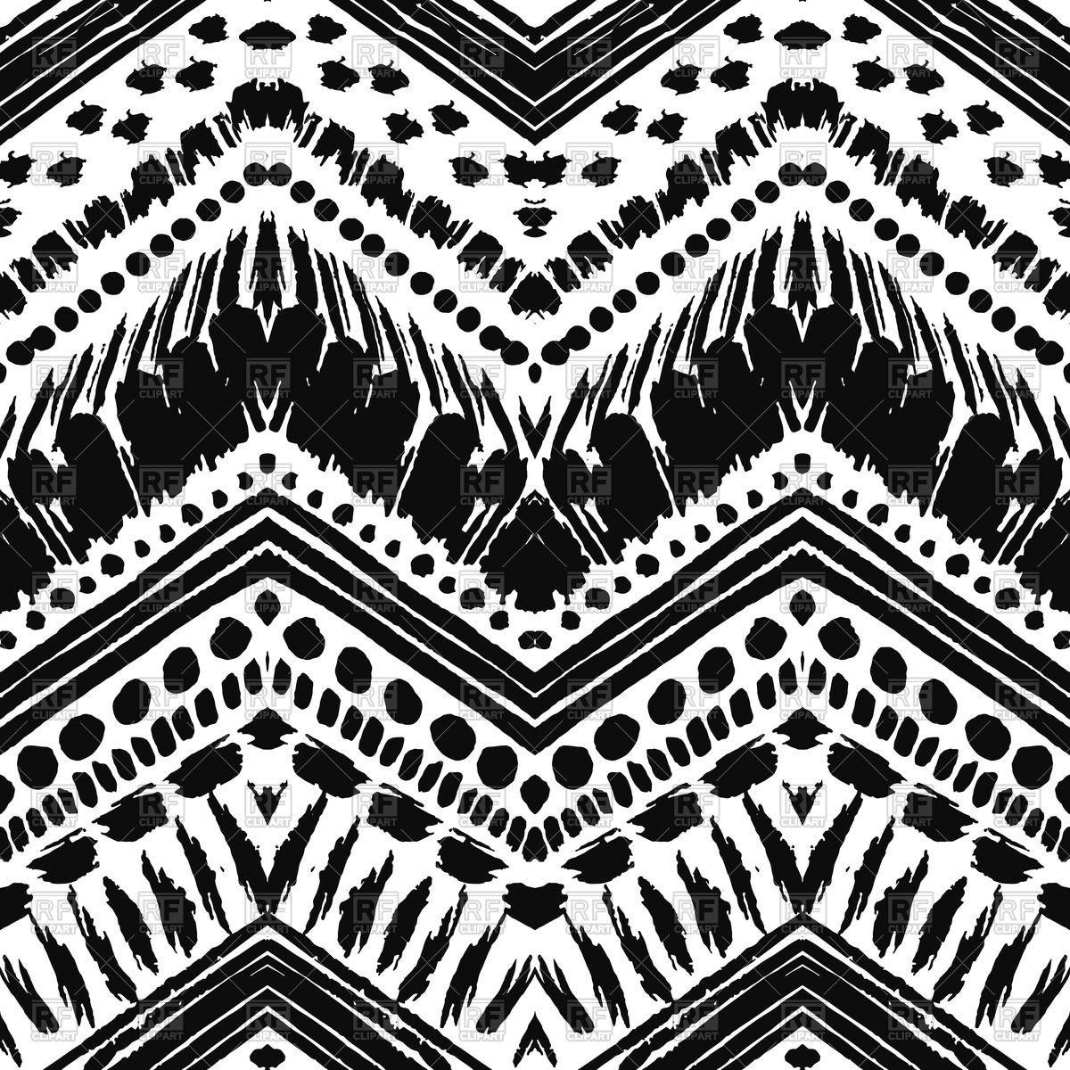 1200x1200 Hand Drawn Ethnic Black And White Seamless Zigzag Pattern Vector