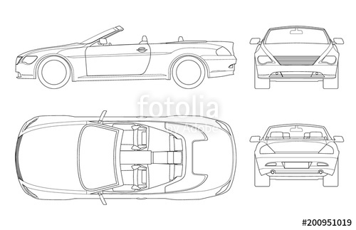500x323 Cabriolet Car In Outline Cabrio Coupe Vehicle Template Vector