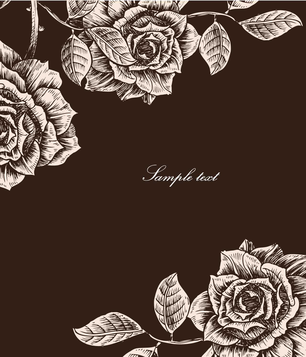 1280x1495 Roses Card Vintage Vector Free Download