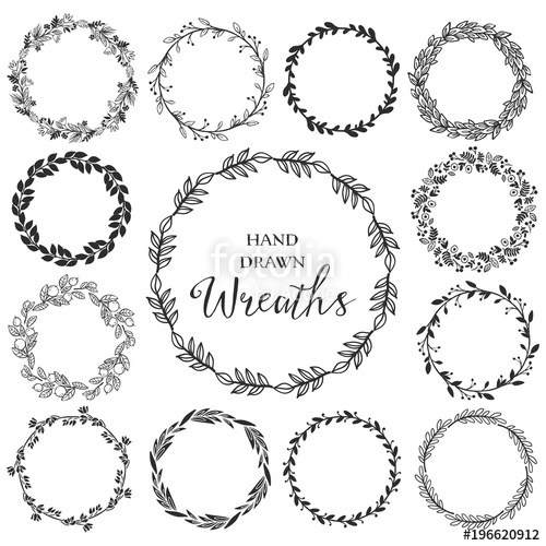 Vintage Set Of Hand Drawn Rustic Wreaths Floral Vector Graphic 500x500 Vintage Set Of Hand Drawn Rustic Wreaths Floral Vector Graphic