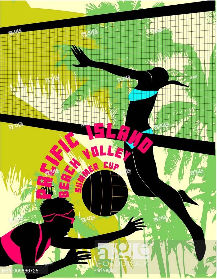 700x898 Pacific Ocean Beach Volley Vector Art, Stock Vector, Vector