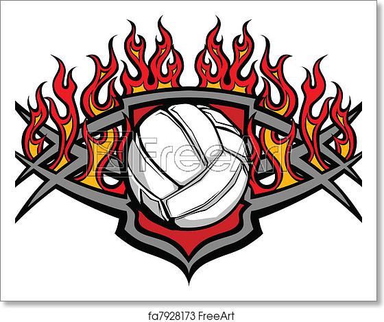 560x470 Free Art Print Of Volleyball Ball Template With Flame Graphic