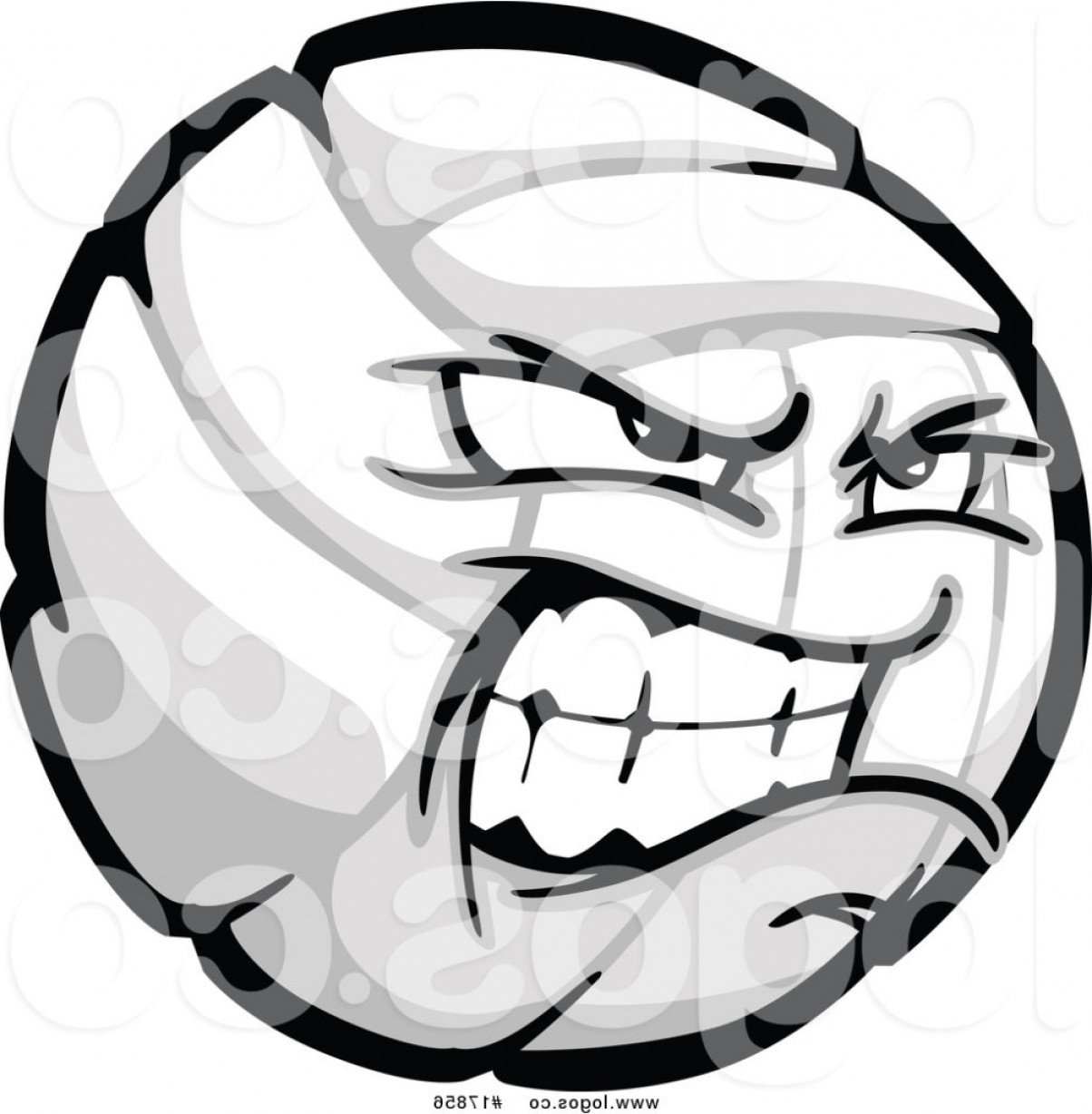 1204x1228 Royalty Free Vector Logo Of An Aggressive Volleyball Gritting