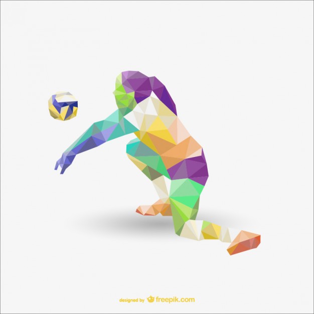 626x626 Voleyball Player Polygonal Drawing Vector Free Download