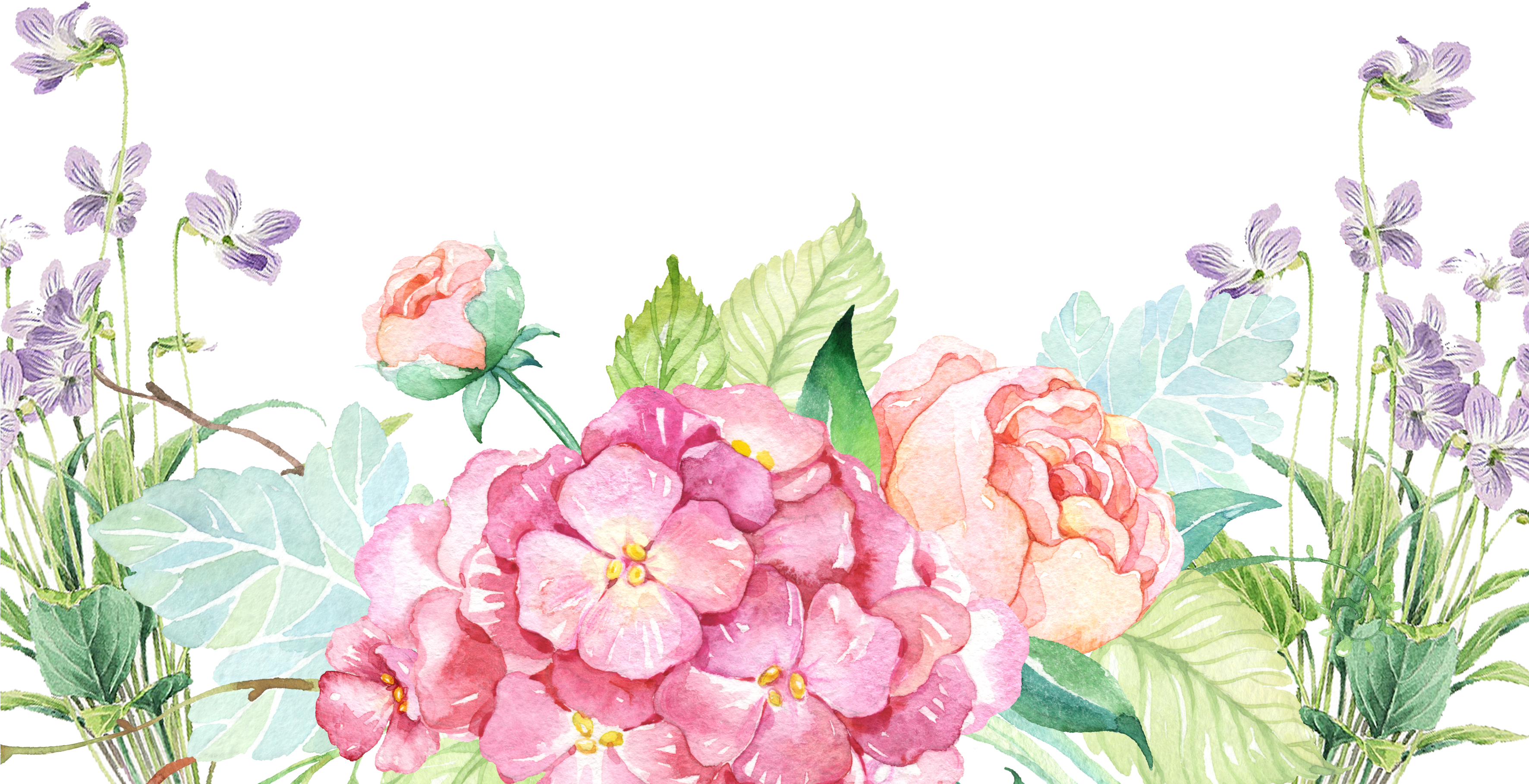 3544x1818 Hd Free Watercolor Boho Skulls And Flowers