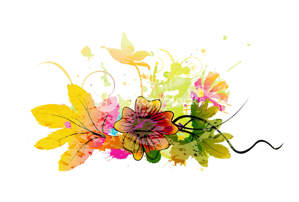 1000x678 Vector Watercolor Floral Background Royalty Free Stock Image